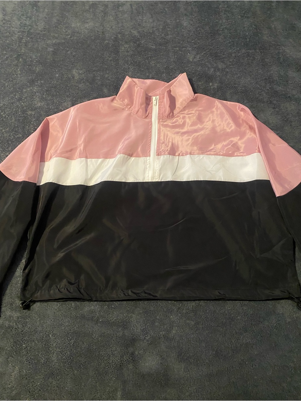 SHEIN Pink, White & Black Colorblock Half-Zip Windbreaker